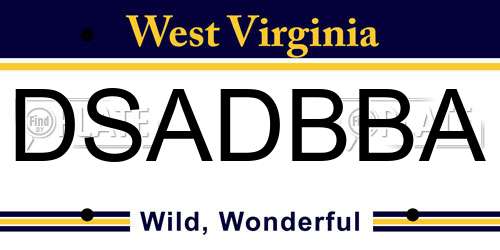 DSADBBA West Virginia License Plate
