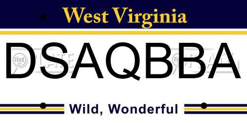 DSAQBBA West Virginia License Plate