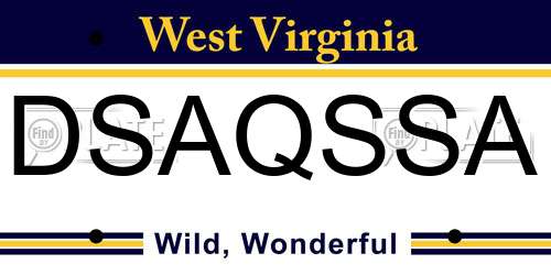 DSAQSSA West Virginia License Plate