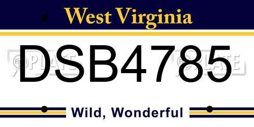 DSB4785 West Virginia License Plate