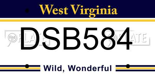 DSB584 West Virginia License Plate