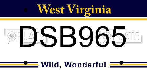 DSB965 West Virginia License Plate