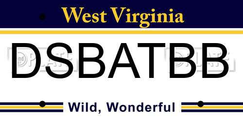 DSBATBB West Virginia License Plate