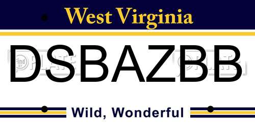 DSBAZBB West Virginia License Plate