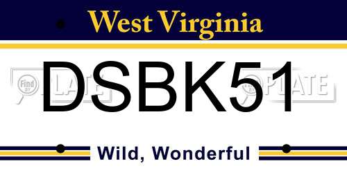 DSBK51 West Virginia License Plate
