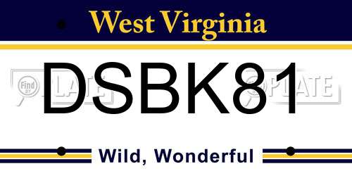 DSBK81 West Virginia License Plate