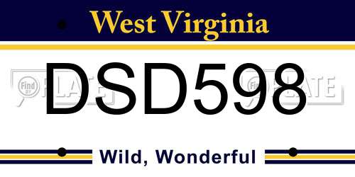 DSD598 West Virginia License Plate