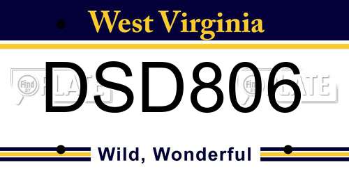 DSD806 West Virginia License Plate