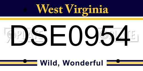 DSE0954 West Virginia License Plate