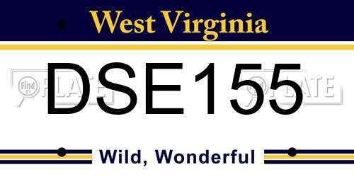 DSE155 West Virginia License Plate