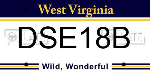 DSE18B West Virginia License Plate