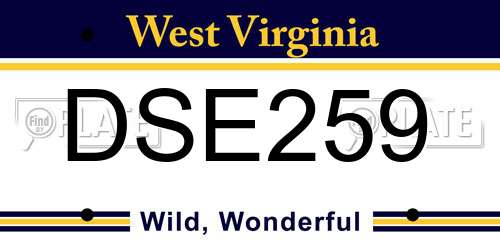 DSE259 West Virginia License Plate