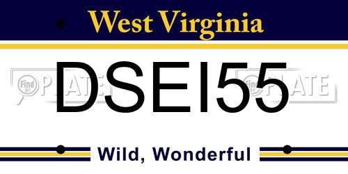 DSEI55 West Virginia License Plate