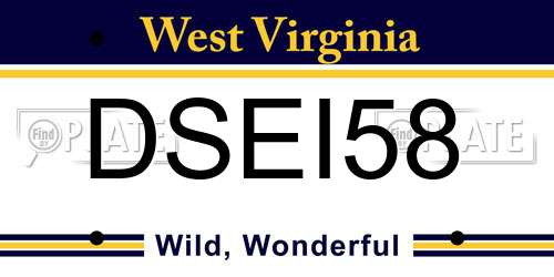 DSEI58 West Virginia License Plate