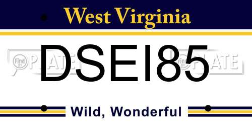 DSEI85 West Virginia License Plate