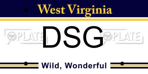 DSG West Virginia License Plate