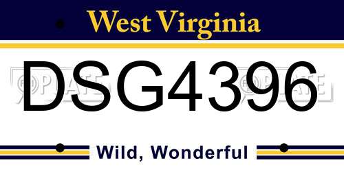 DSG4396 West Virginia License Plate