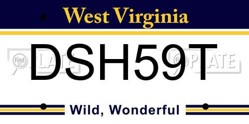 DSH59T West Virginia License Plate