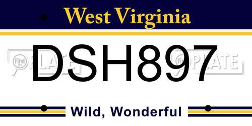 DSH897 West Virginia License Plate