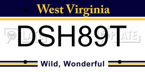 DSH89T West Virginia License Plate