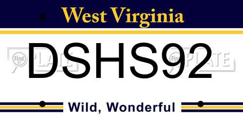 DSHS92 West Virginia License Plate