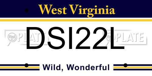 DSI22L West Virginia License Plate