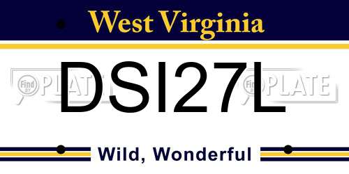 DSI27L West Virginia License Plate