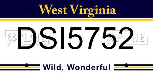 DSI5752 West Virginia License Plate