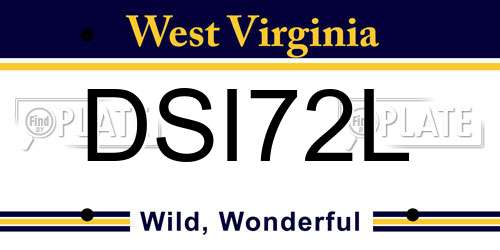 DSI72L West Virginia License Plate