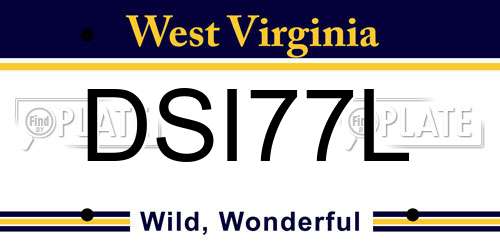 DSI77L West Virginia License Plate