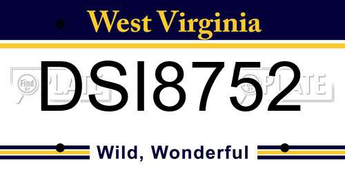 DSI8752 West Virginia License Plate