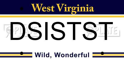 DSISTST West Virginia License Plate