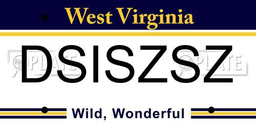 DSISZSZ West Virginia License Plate