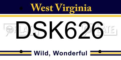 DSK626 West Virginia License Plate