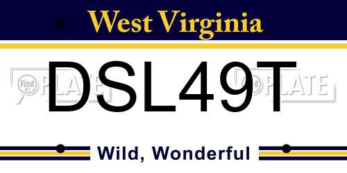 DSL49T West Virginia License Plate