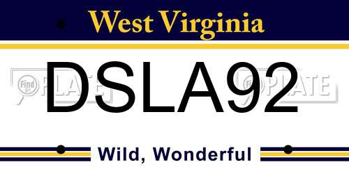 DSLA92 West Virginia License Plate