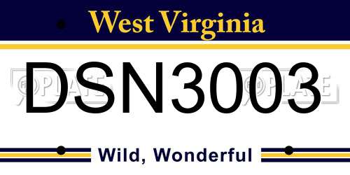 DSN3003 West Virginia License Plate