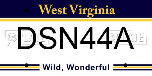 DSN44A West Virginia License Plate