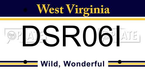 DSR06I West Virginia License Plate