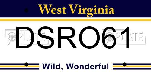 DSRO61 West Virginia License Plate