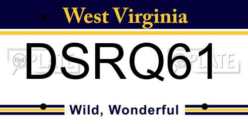 DSRQ61 West Virginia License Plate