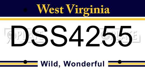 DSS4255 West Virginia License Plate