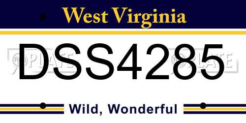 DSS4285 West Virginia License Plate