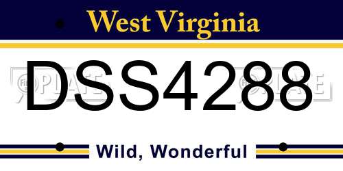 DSS4288 West Virginia License Plate