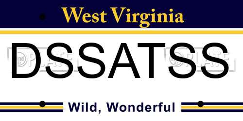 DSSATSS West Virginia License Plate
