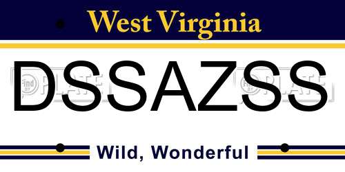DSSAZSS West Virginia License Plate