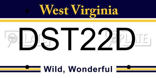 DST22D West Virginia License Plate