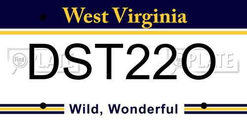 DST22O West Virginia License Plate