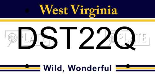 DST22Q West Virginia License Plate