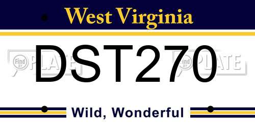 DST270 West Virginia License Plate